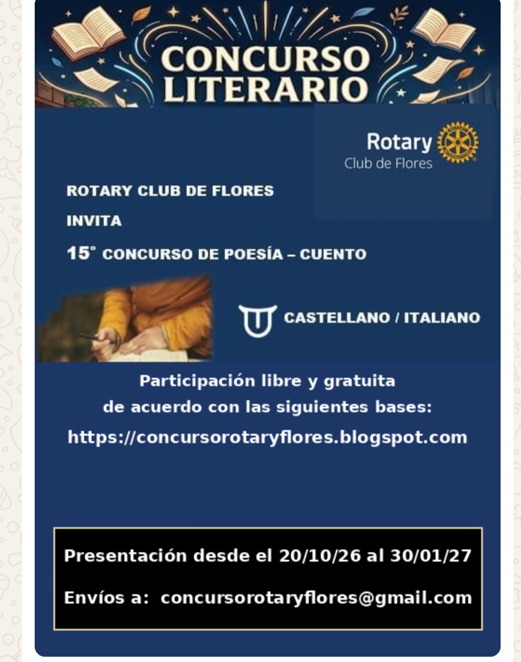 ROTARY CLUB DE FLORES 15° CONCURSO LITERARIO CASTELLANO/ITALIANO
